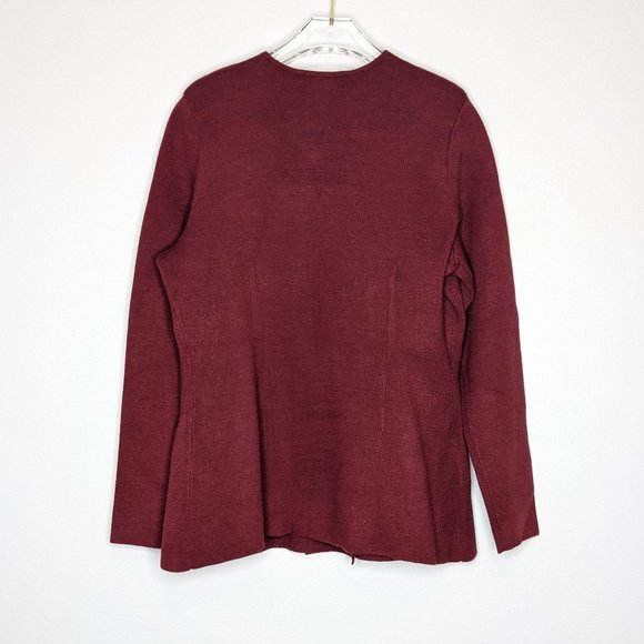 Express Burgundy Double Breasted Cardigan Long Sleeve V-Neck Size L NWT - Picture 3 of 7